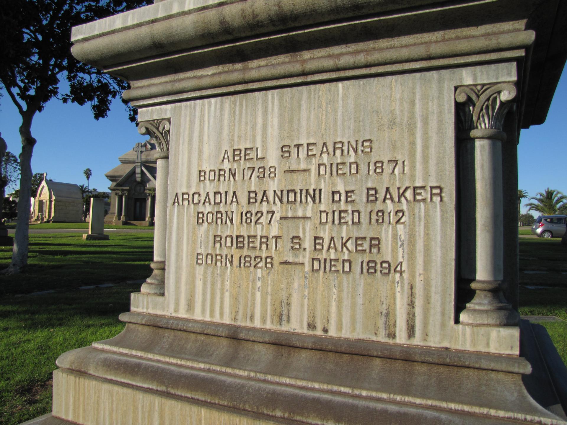 The grave of Abel Stearns and his wife Arcadia Bandini at the Calvary Cemetery near East LA.