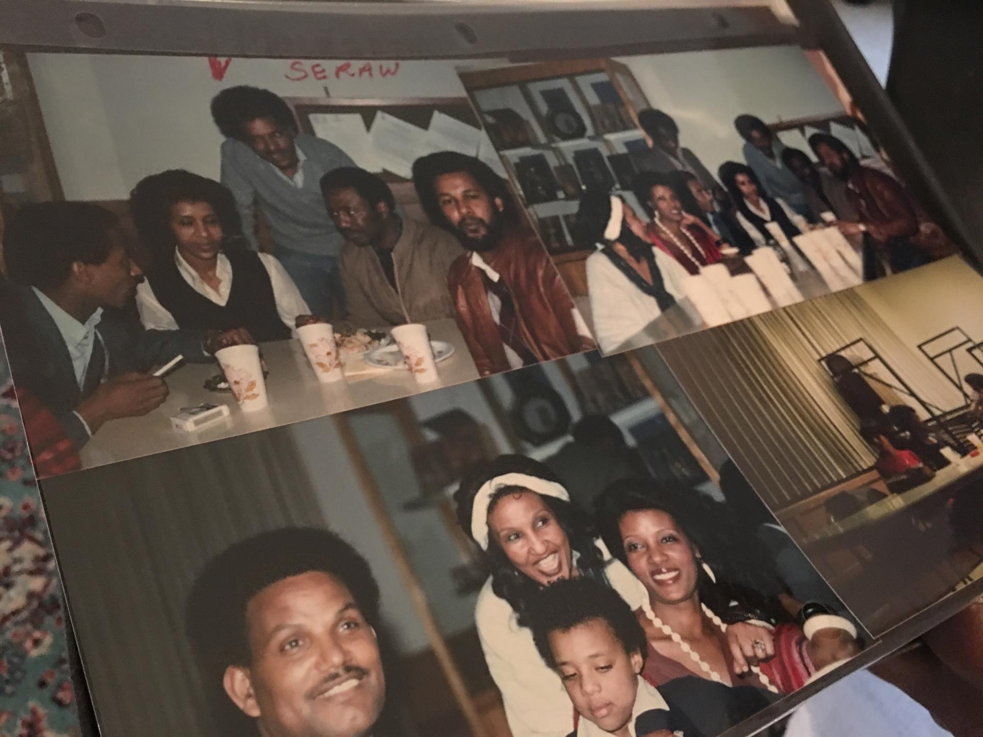 Endeyu Kendie holds pictures of the Portland Ethiopian community in the 1980s, including Mulugeta Seraw, a 28-year-old who became an integral part of the city's racial history.