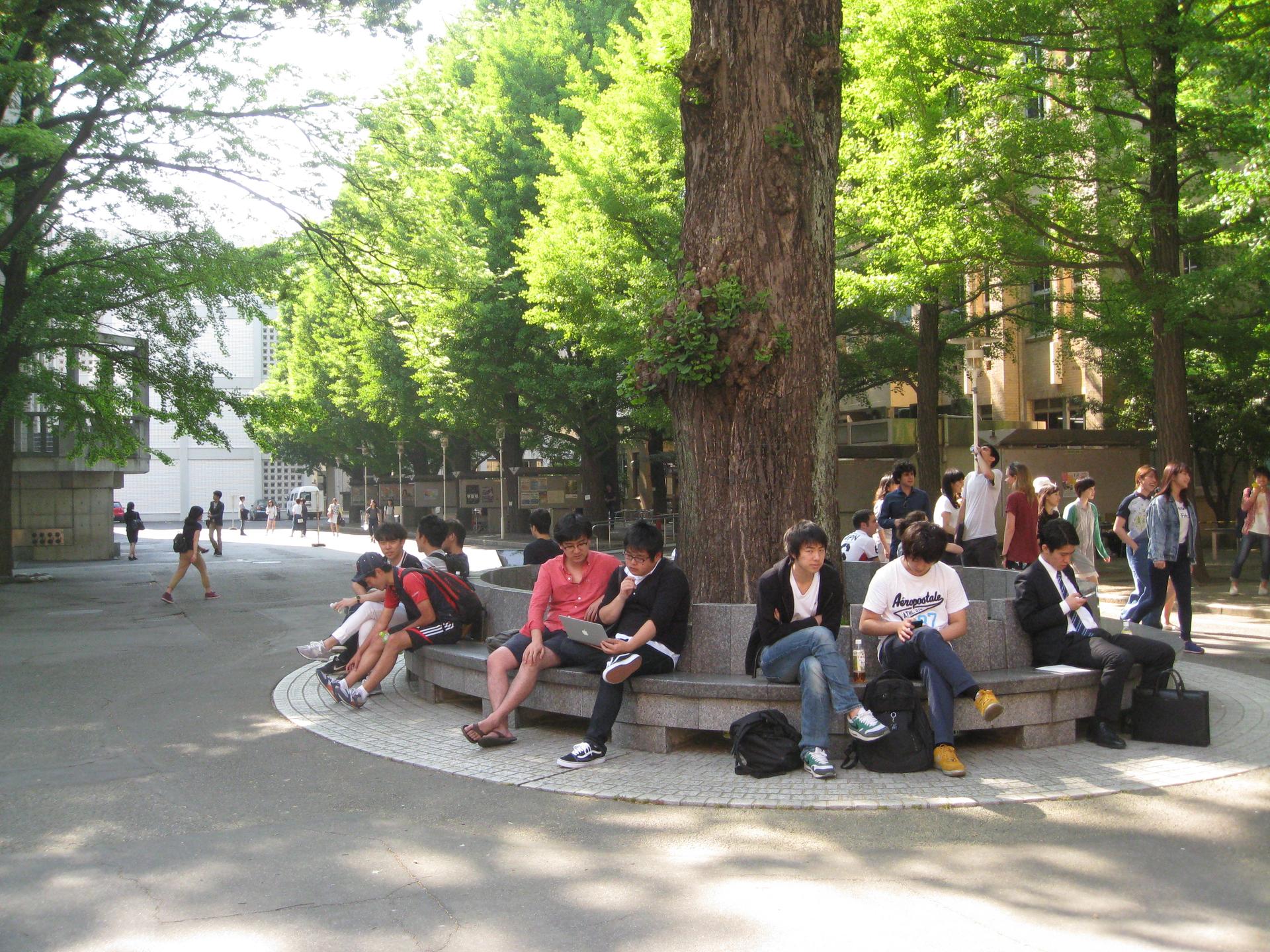 Students at Keio's Mita Campus