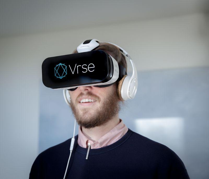 A viewer experiencing a Vrse.works virtual reality film through a headset (Vrse.works)