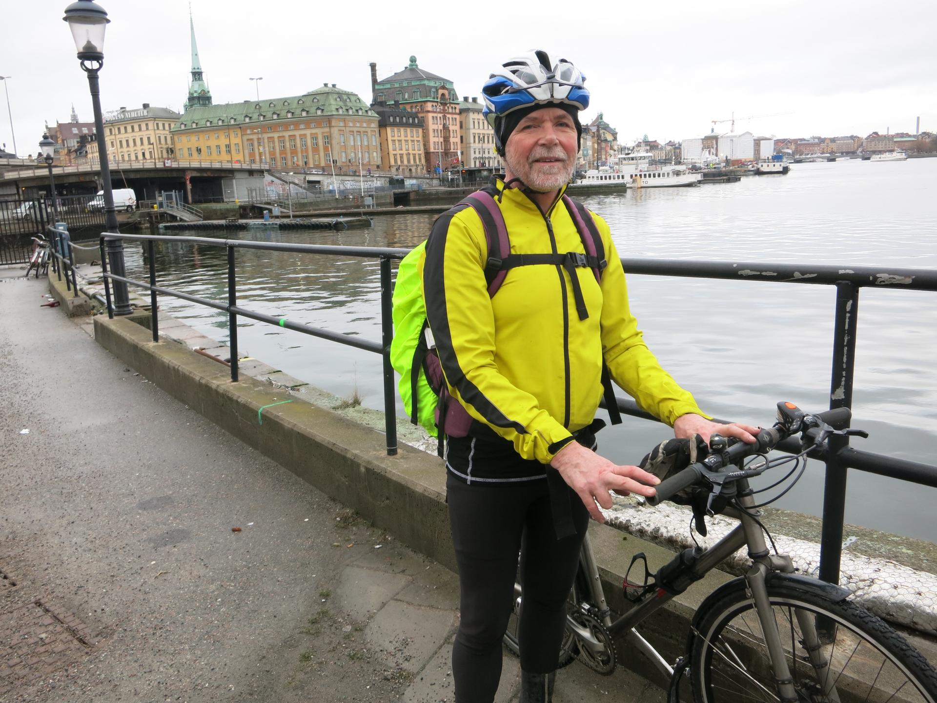 Riggert Anderson cycles year round in Sweden in rain, sleet, or snow.