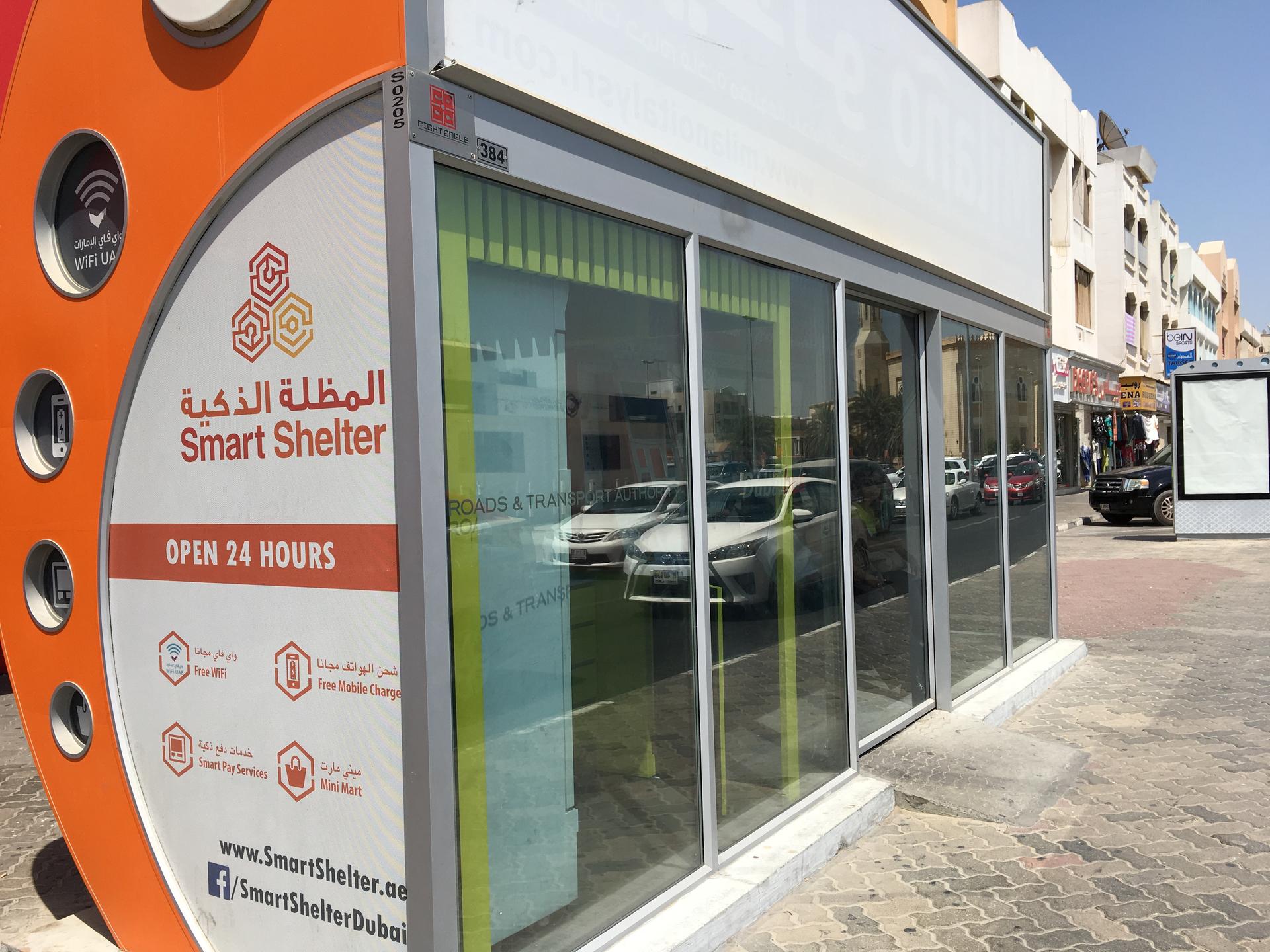 This is an air-conditioned bus stop in Dubai.