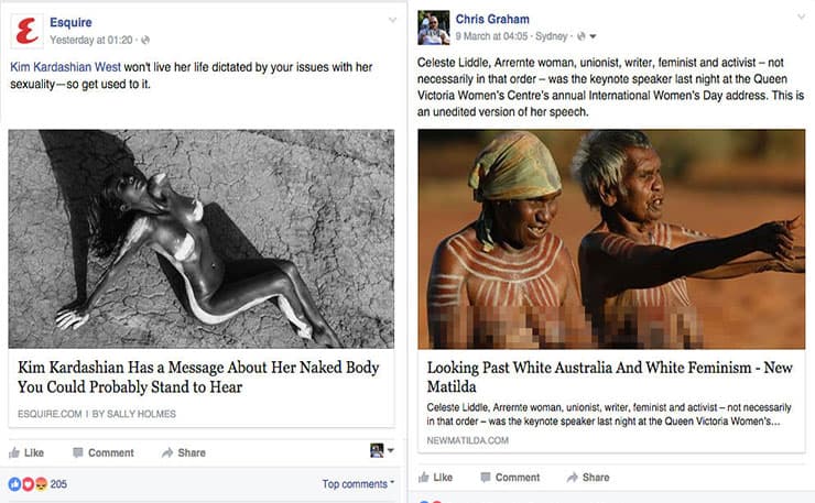 Facebook posts by New Esquire and New Matilda.