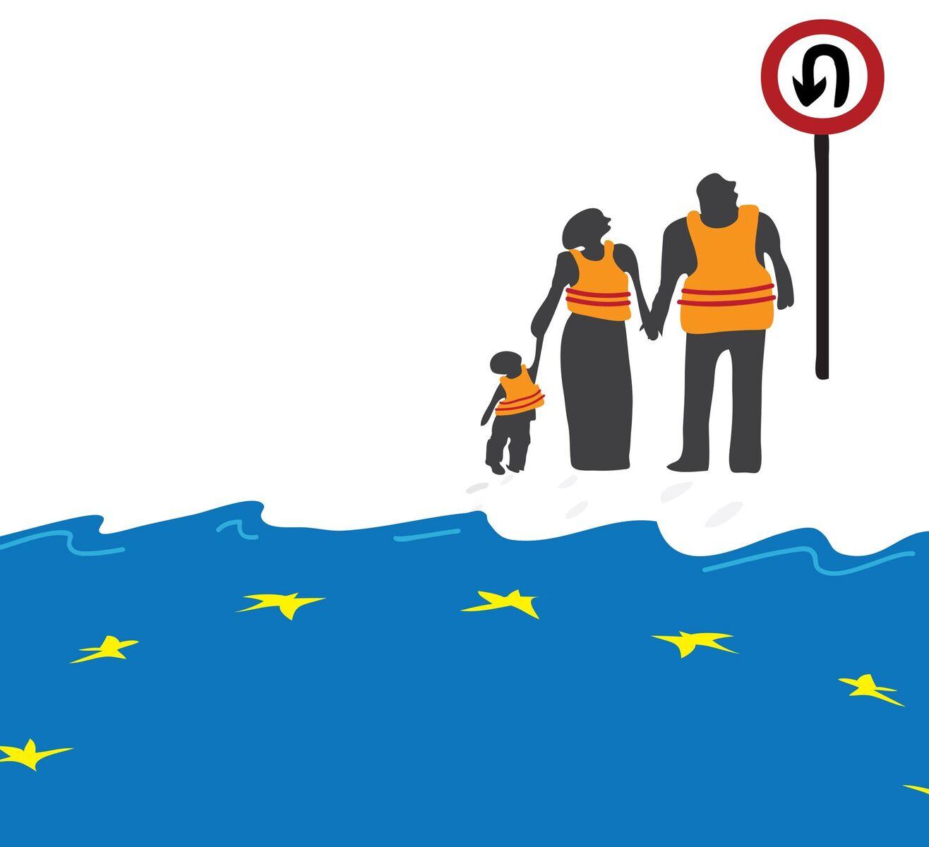 Cartoon about Europe turning back refugees