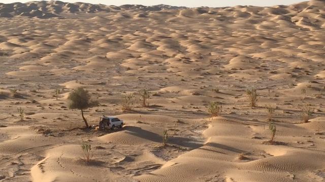Our campground and car in the Rub’ al Khali.