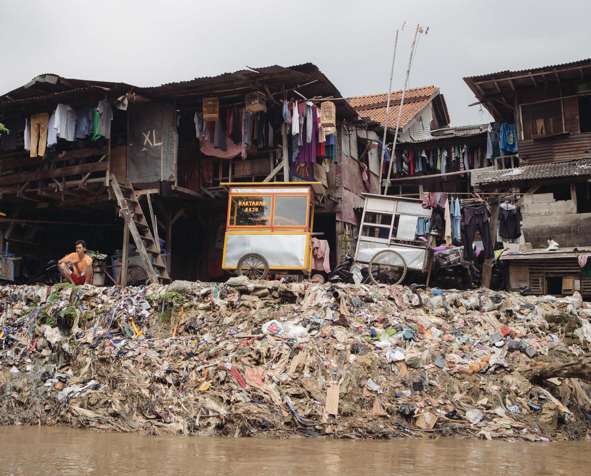 Slums on the Ciliwung river, one of 13 rivers that flow through Jakarta. Hundreds of thousands of riverside residents are preparing to be evicted as Jakarta's government seeks to restore the rivers' banks to help prevent flooding.