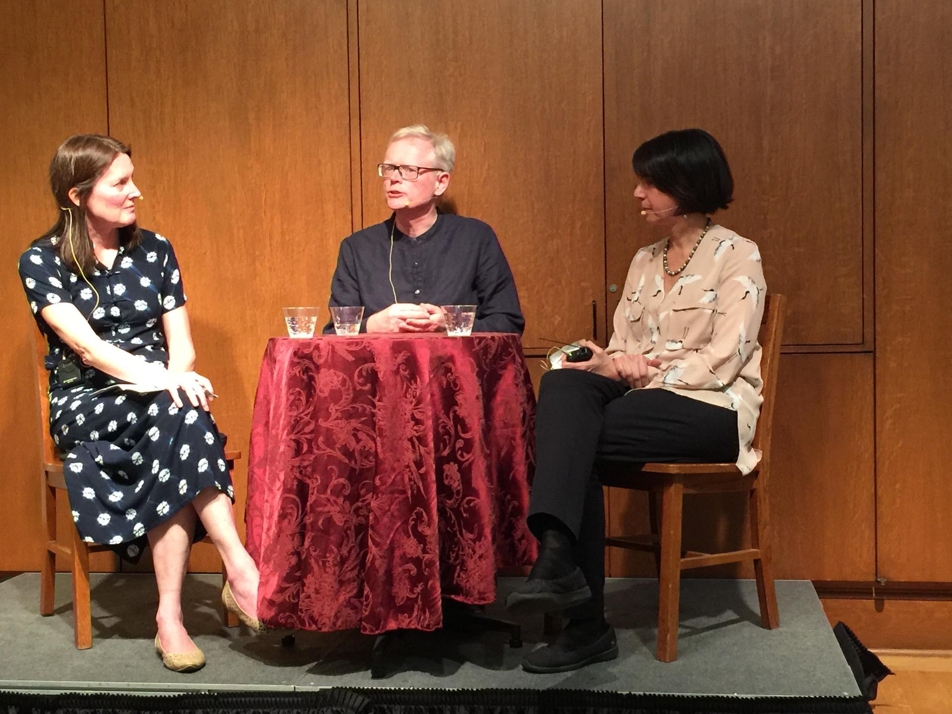 Mary Kay Magistad (left),host of the Whose Century Is It? podcast, with Ian Johnson, author of "The Souls of China," and Jennifer Lin, author of "Shanghai Faithful," at The Mechanics Institute in San Francisco.