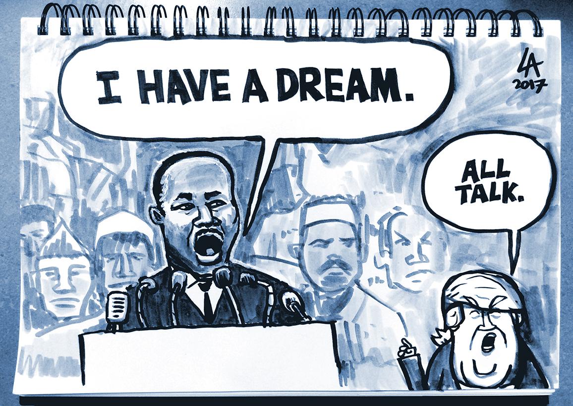 cartoon showing Martin Luther King saying 
