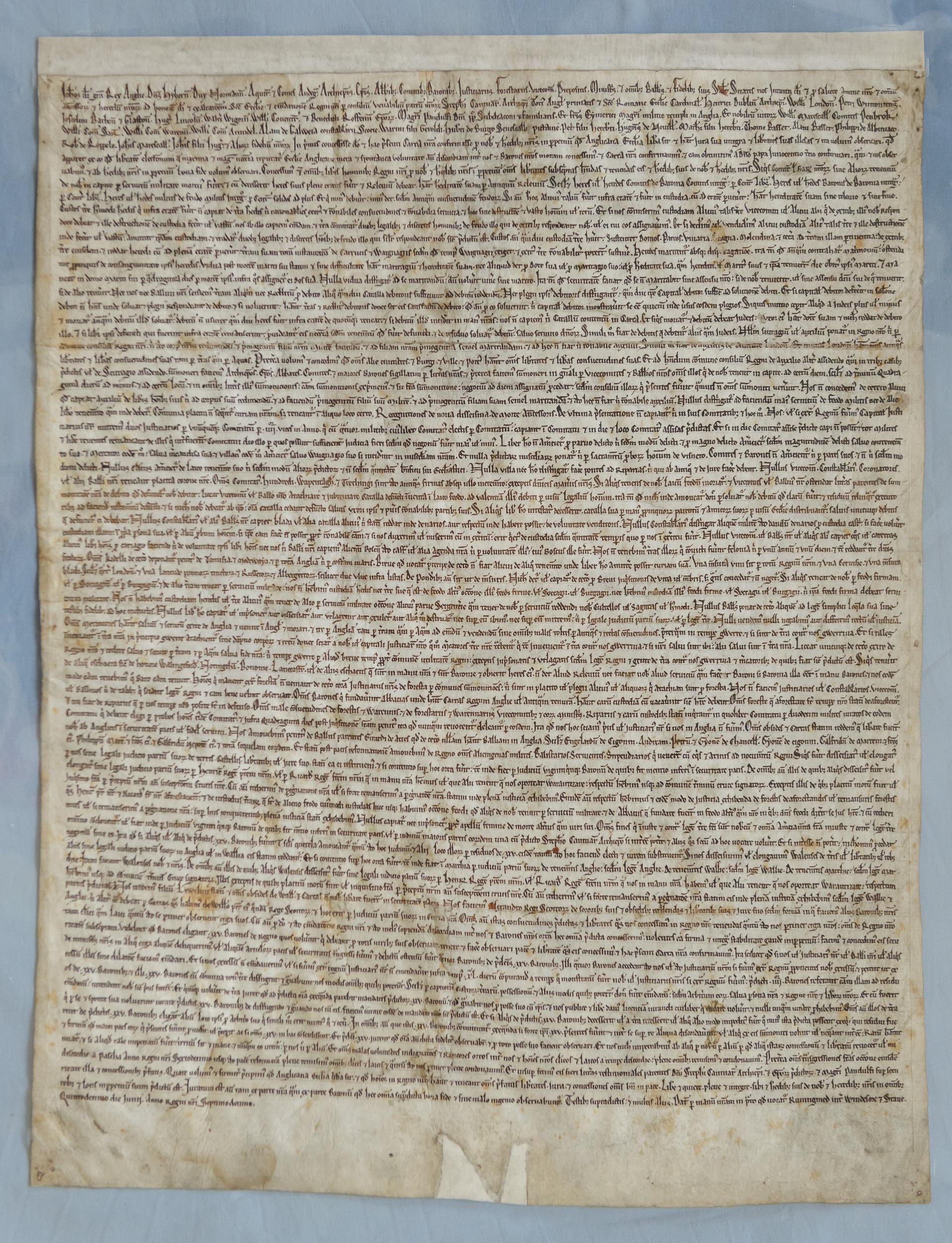 The Magna Carta is not as large as you might think. As you can see in this copy that lives at the Salisbury Cathedral the text is rather tiny.