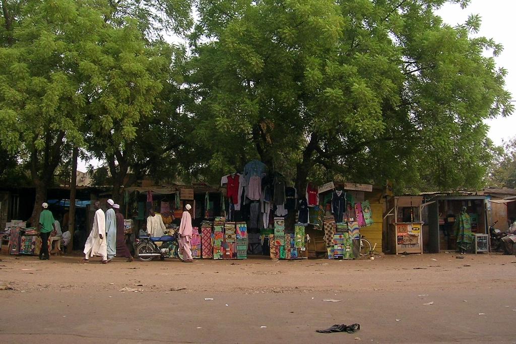 A local street market in Garoua, Nord, Cameroon.