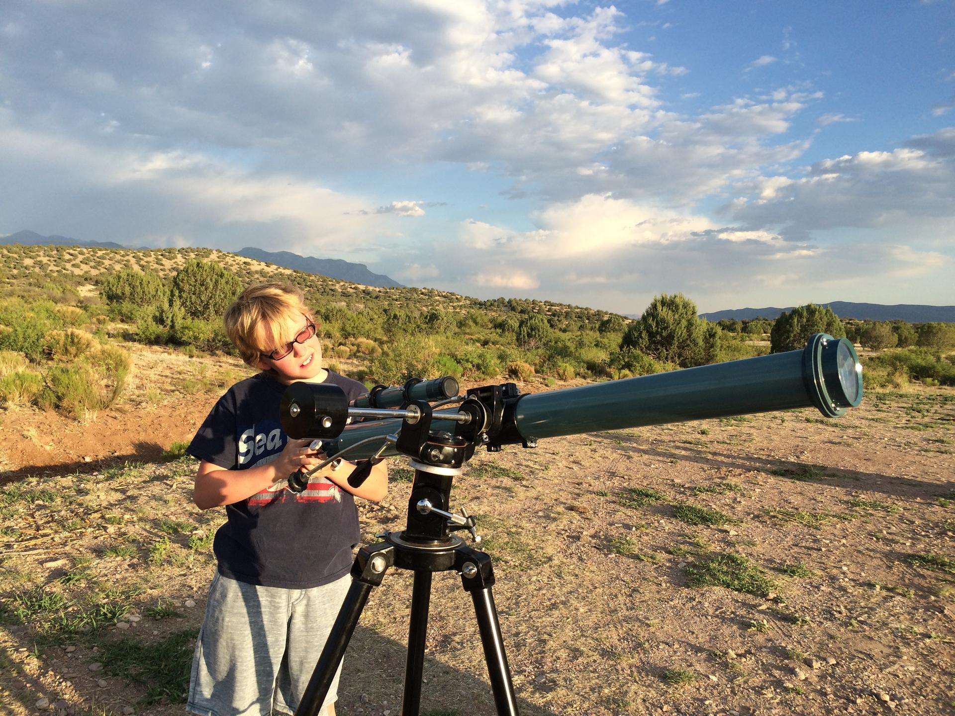 Michael Calkins, 12, became interested in the stars when he saw the International Space Station fly over his home in Silver City, New Mexico.