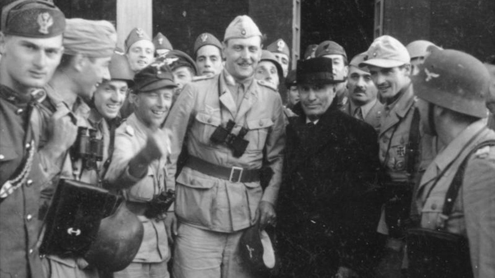 Otto Skorzeny after freeing Mussolini (in black) – 12th September, 1943