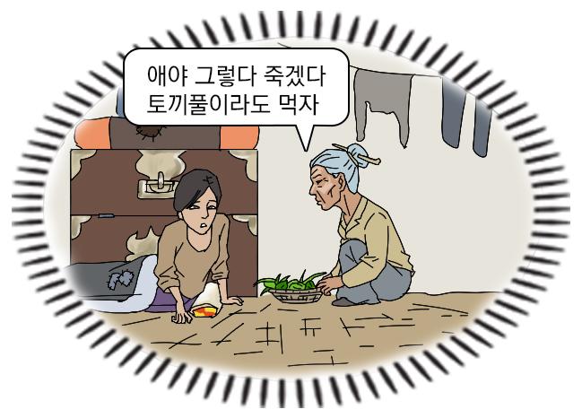 A Choi Seong-gok cartoon recalling hunger in North Korea