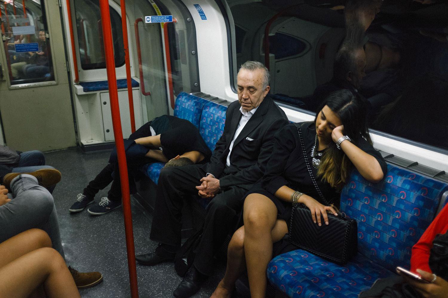 By 2 a.m. the central line trains were a hot place to be. Subsequently it meant that people were lulled into taking a nap on their way home. Surprisingly the tube didn't just cater for the party goers, it was also used by city folk on their way back from