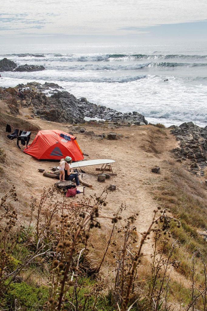 'We just chilled here. There were amazing waves!' at a campsite near the ocean in central Chile.