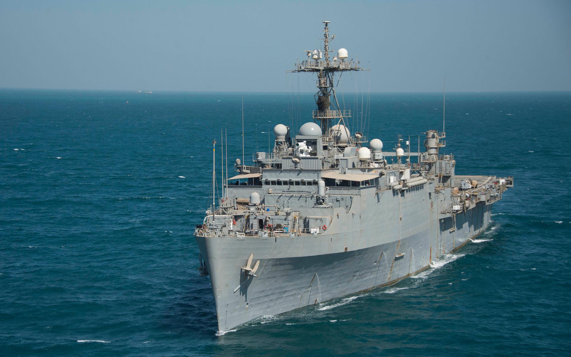 The USS Ponce steaming toward the Persian Gulf.