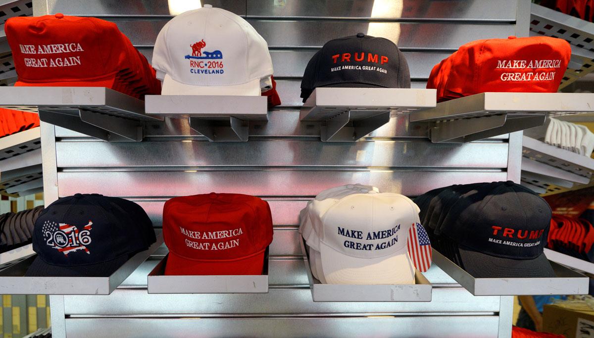 A selection of hats on sale at the RNC.
