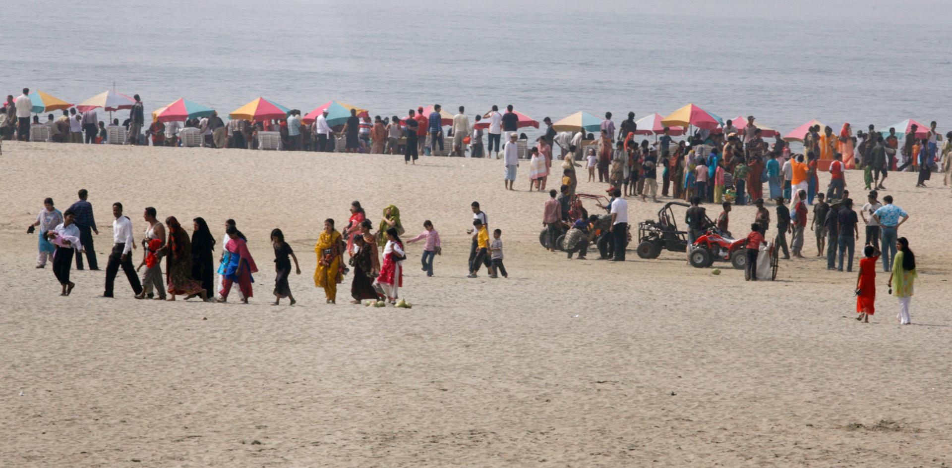 Beachgoers at Cox's Bazar, Bangladesh, Feb. 9, 2008.