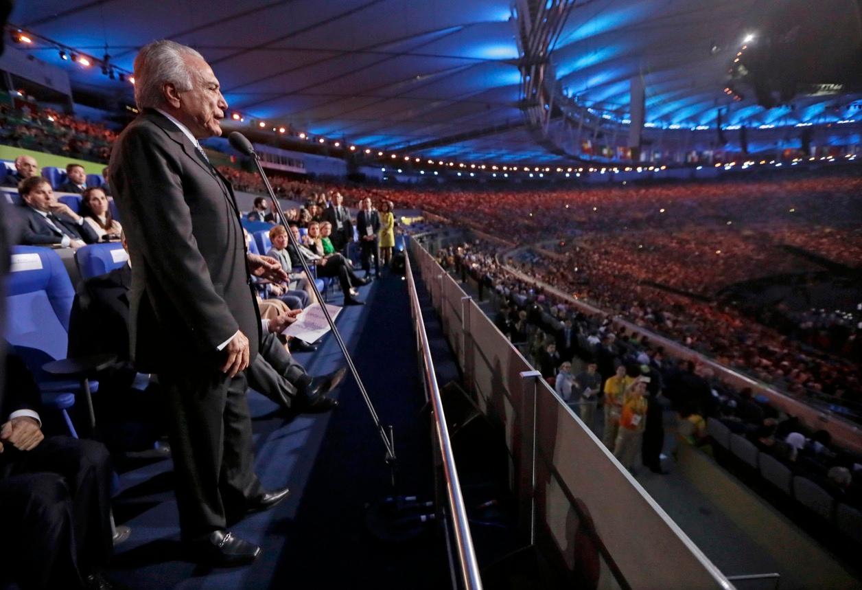 Brazil's acting President Michel Temer opens the 2016 Rio Olympics on Aug. 5.