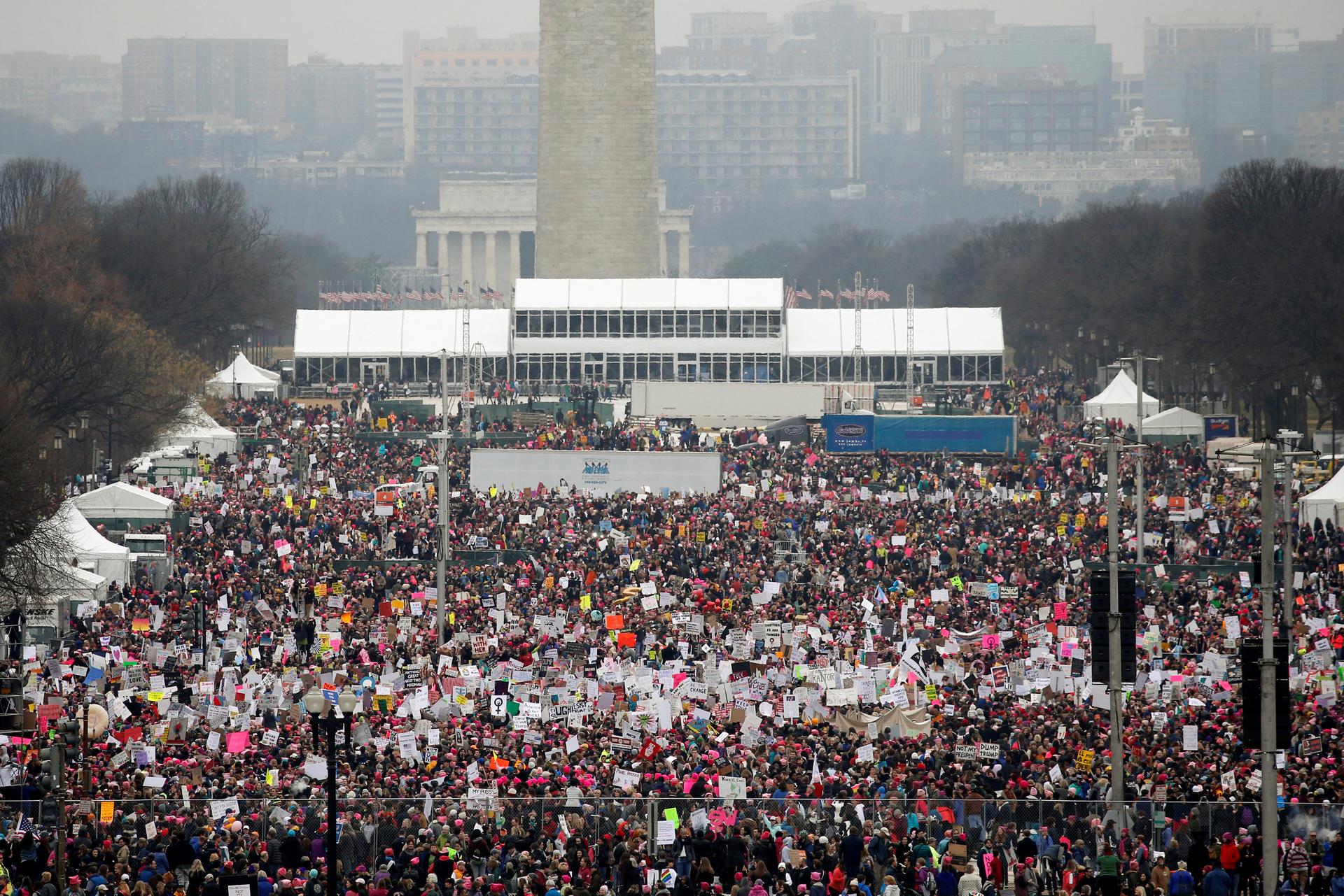 People pack the National Mall for the Women's March