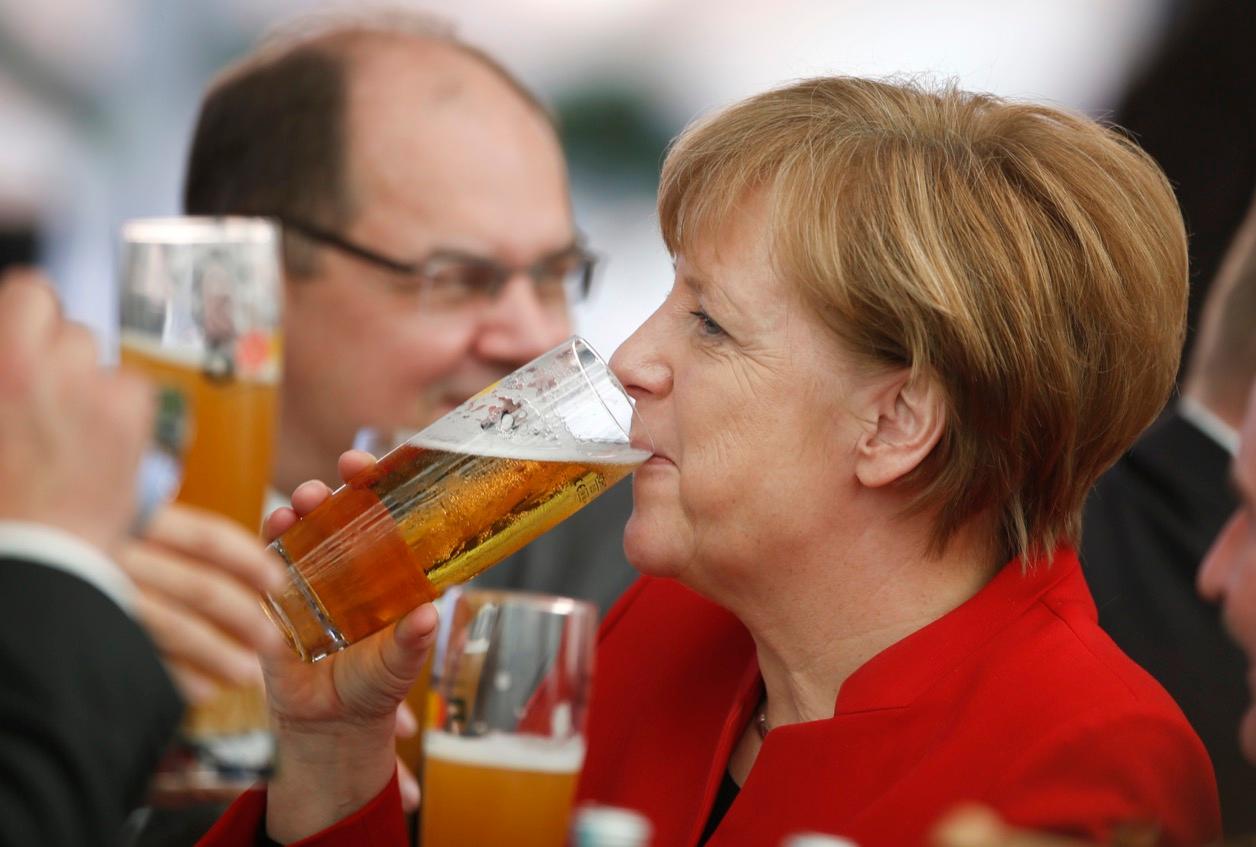 German Chancellor Angela Merkel attends the 500th anniversary ceremony of the German Beer Purity Law in Ingolstadt on April 22.