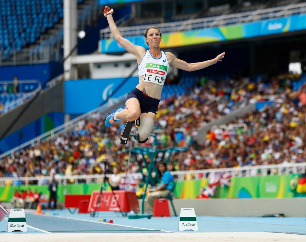 Marie-Amelie le Fur of France competes in the women's long jump on Friday at the 2016 Rio Paralympics.