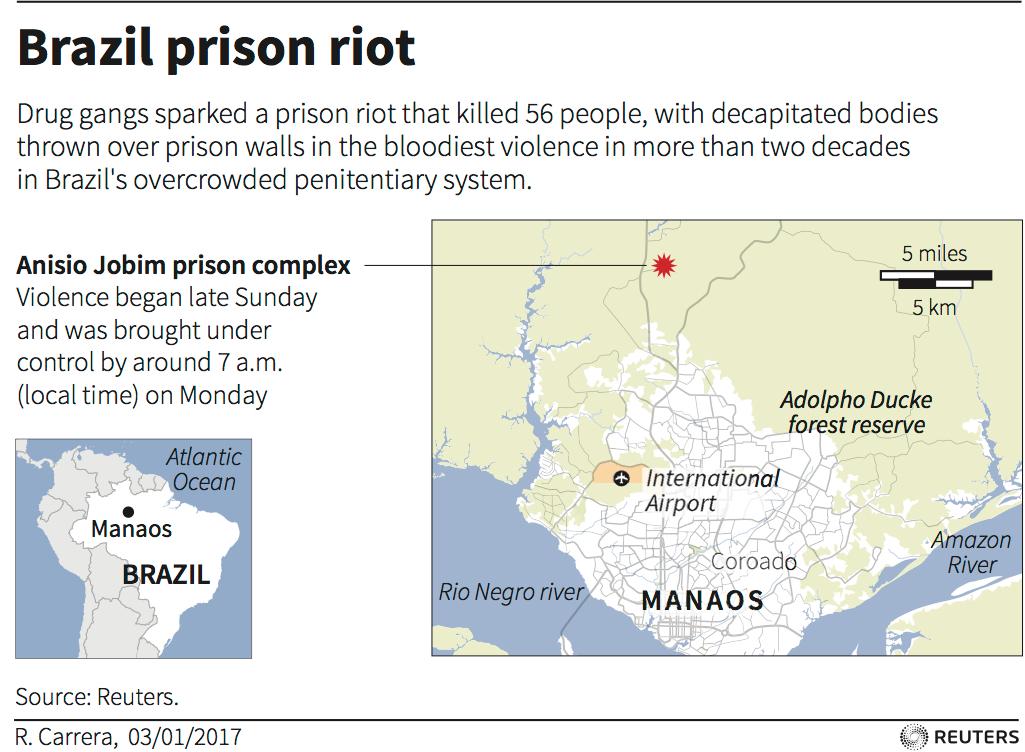 Map Brazil prison riot