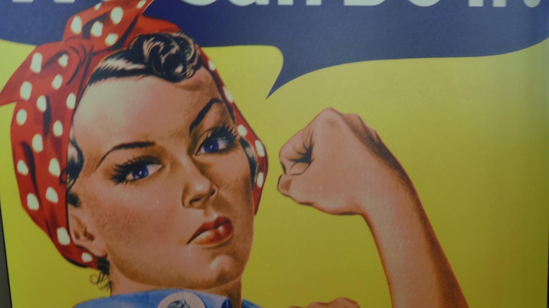 Rosie the Riveter poster, from World War II era