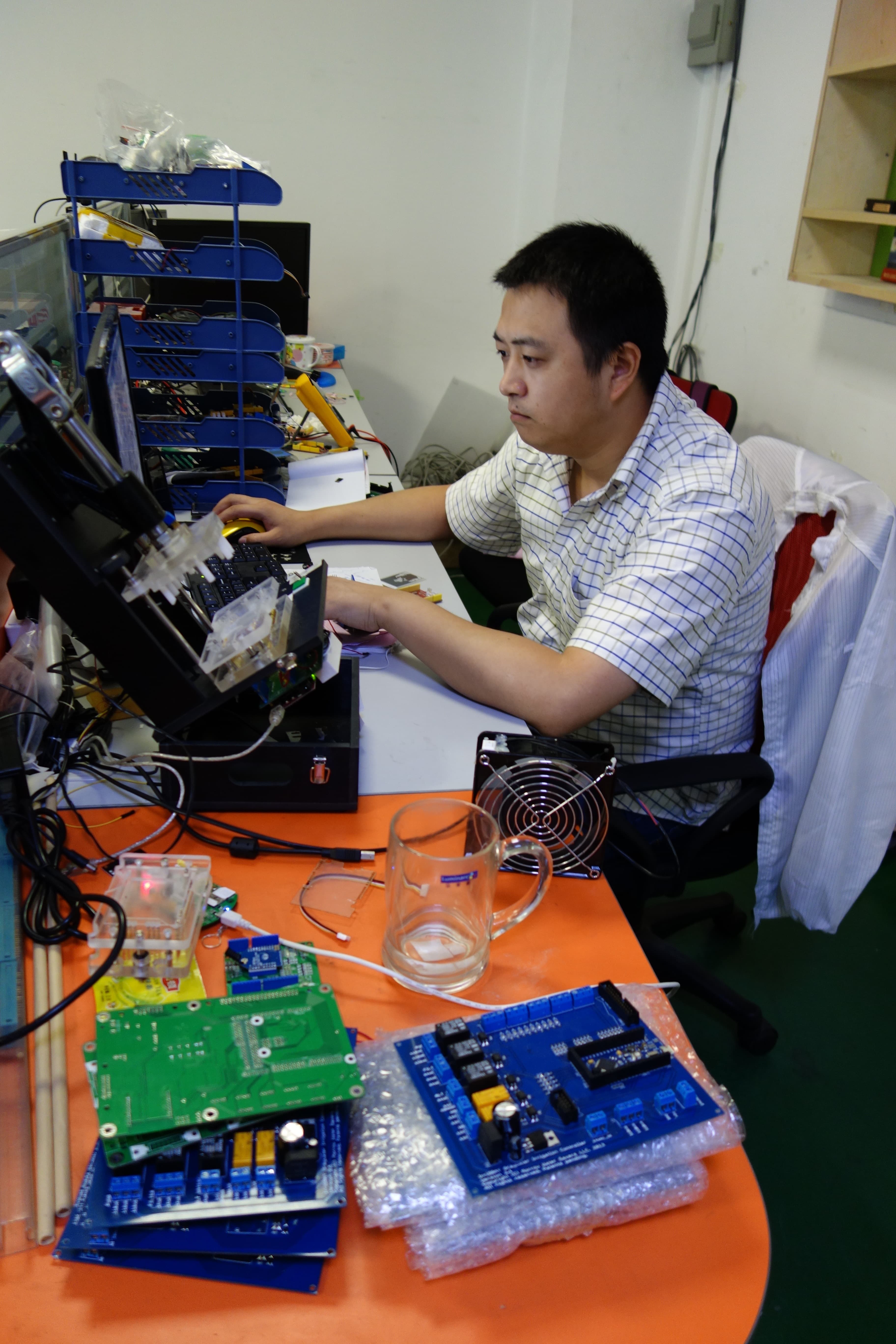 At work at SEEED Studio, which offers open-source hardware for makers