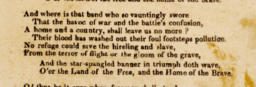 The third stanza of Francis Scott Key's “Defence of Fort McHenry.”