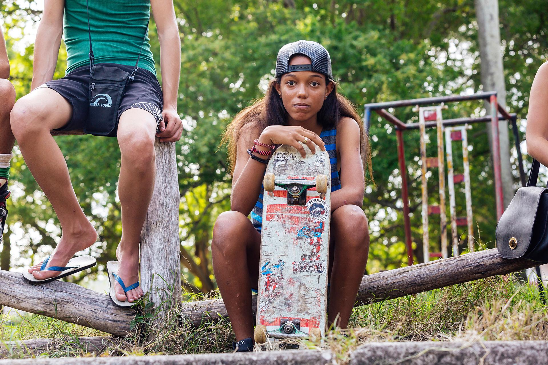 Daria Martinez, a 15-year-old from Vedado, is another regular in the skate scene.