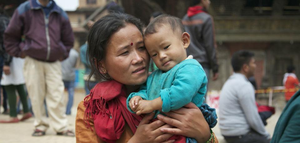A woman and her child in Nepal.