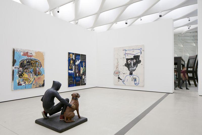 Installation of works by Jean-Michel Basquiat, John Aheam and Robert Therrien in The Broad's third floor galleries.