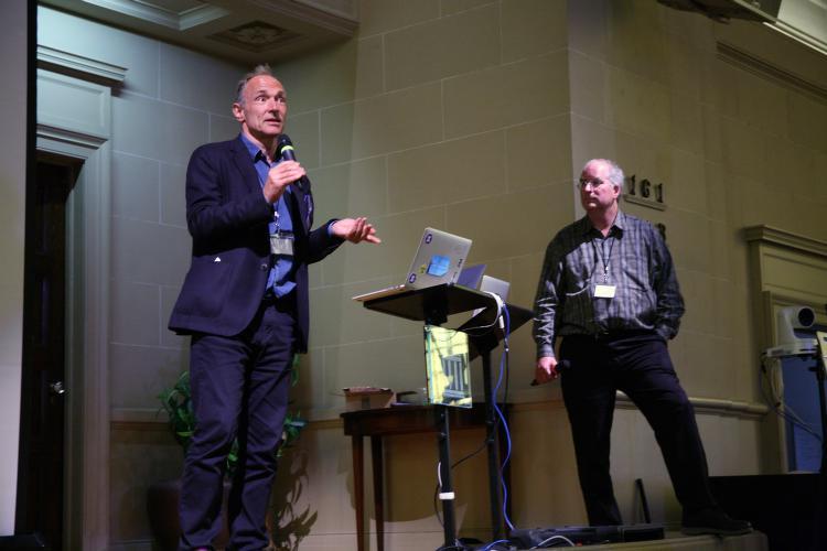 Tim Berners-Lee, creator of the Worldwide Web, and Brewster Kahle, founder of the Internet Archive, at a June 7, 2016 