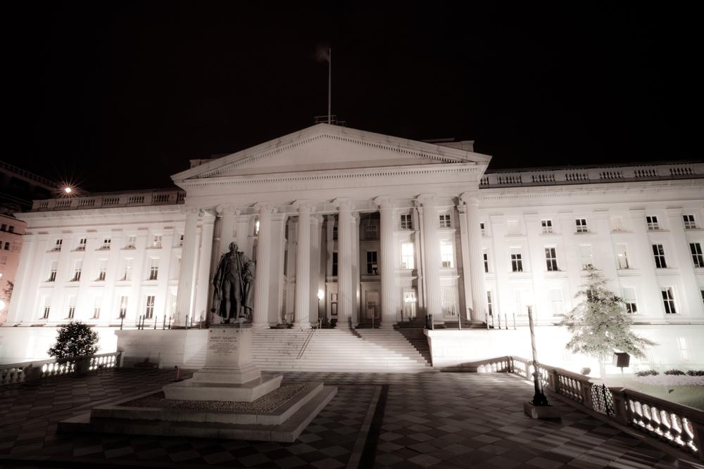 The US Treasury in Washington. Failure to raise the debt ceiling could lead to the US government to default. 