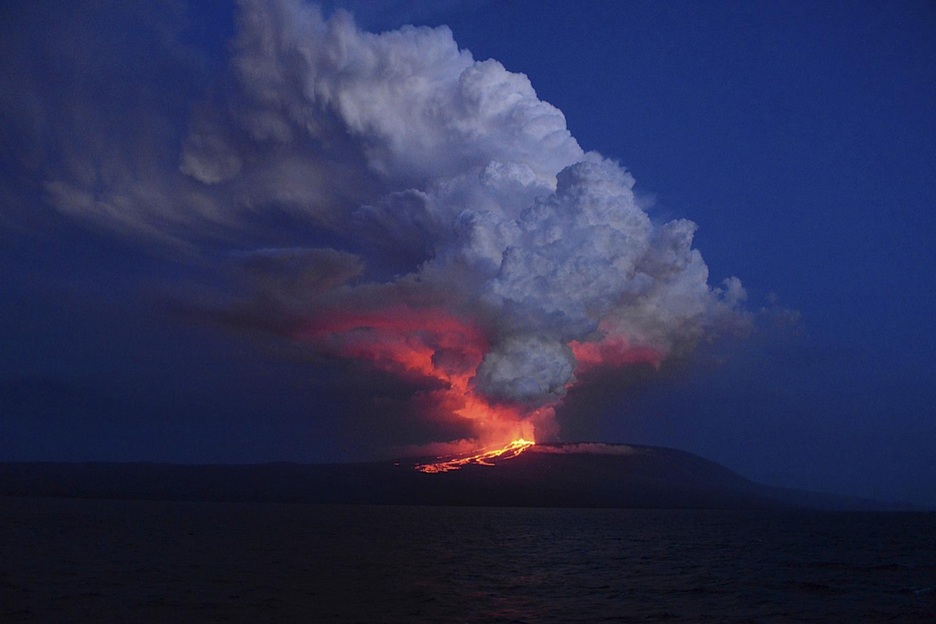 The Wolf volcano perched atop one of Ecuador's Galapagos Islands erupted in the early hours of Monday. The roughly 1.1-mile high Wolf volcano is located on Isabela Island, home to a rich variety of flora and fauna typical of the archipelago that helped in