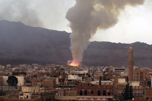 Smoke billows after an air-strike by Saudi-led coalition on May 11, 2015 in Sanaa.