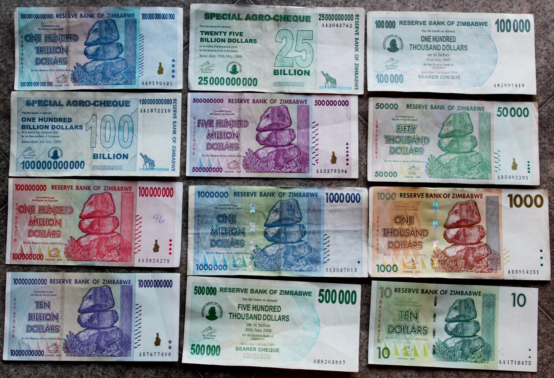 Zimbabwe bank notes.