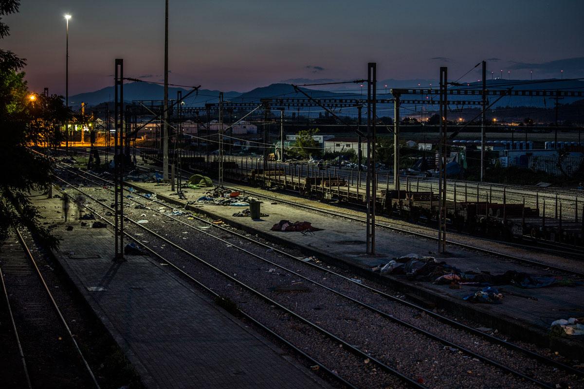A view of the train tracks at Idomeni after Greek authorities completed the evacuation operation of Idomeni Camp.