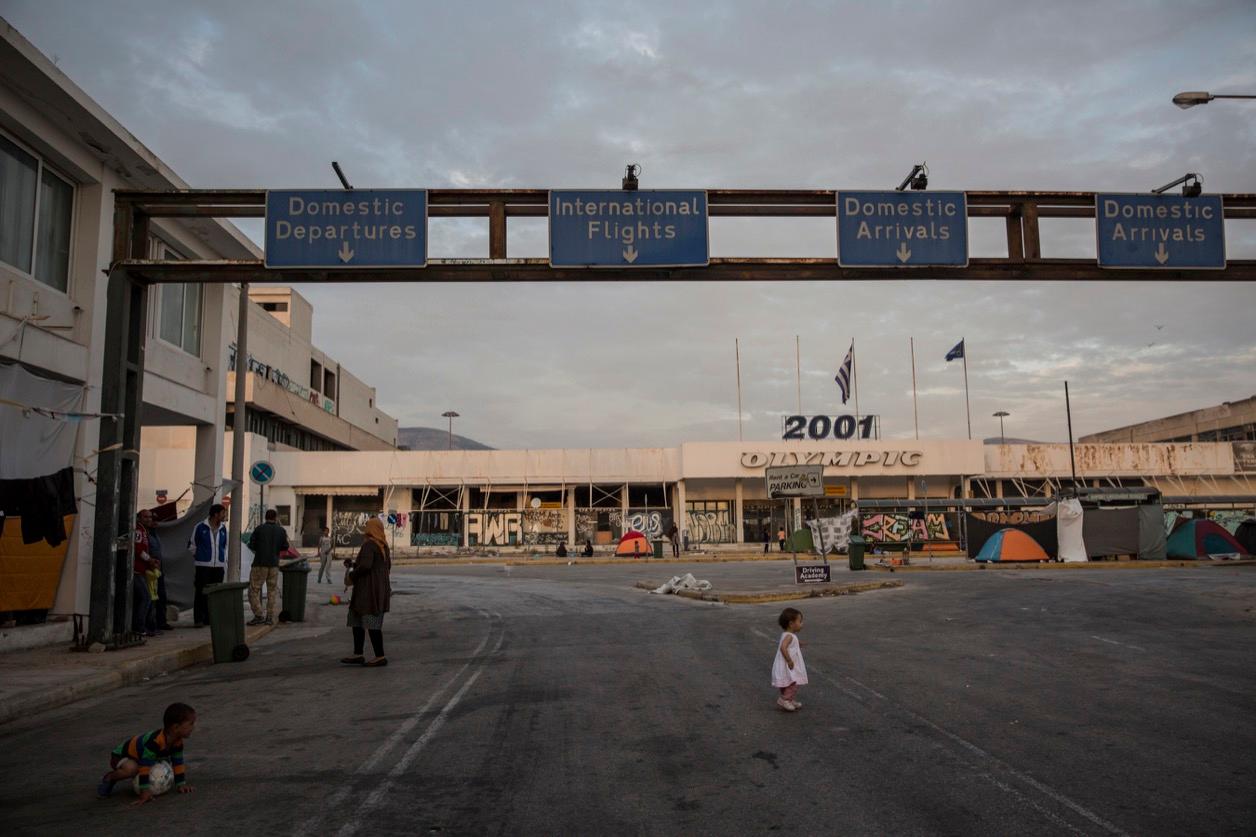 A scene from Hellinikon, a disused airport that is now an informal shelter for thousands of migrants.