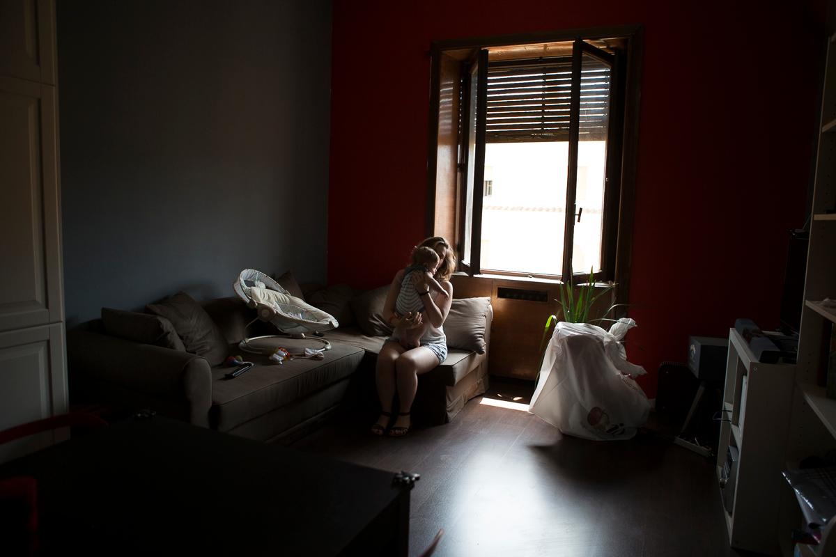 Estella, 25 and unemployed, rocks her four-month-old insider her Rome apartment. It’s one of dozens inside a building occupied by CasaPound, Italy’s biggest neo-Fascist movement.