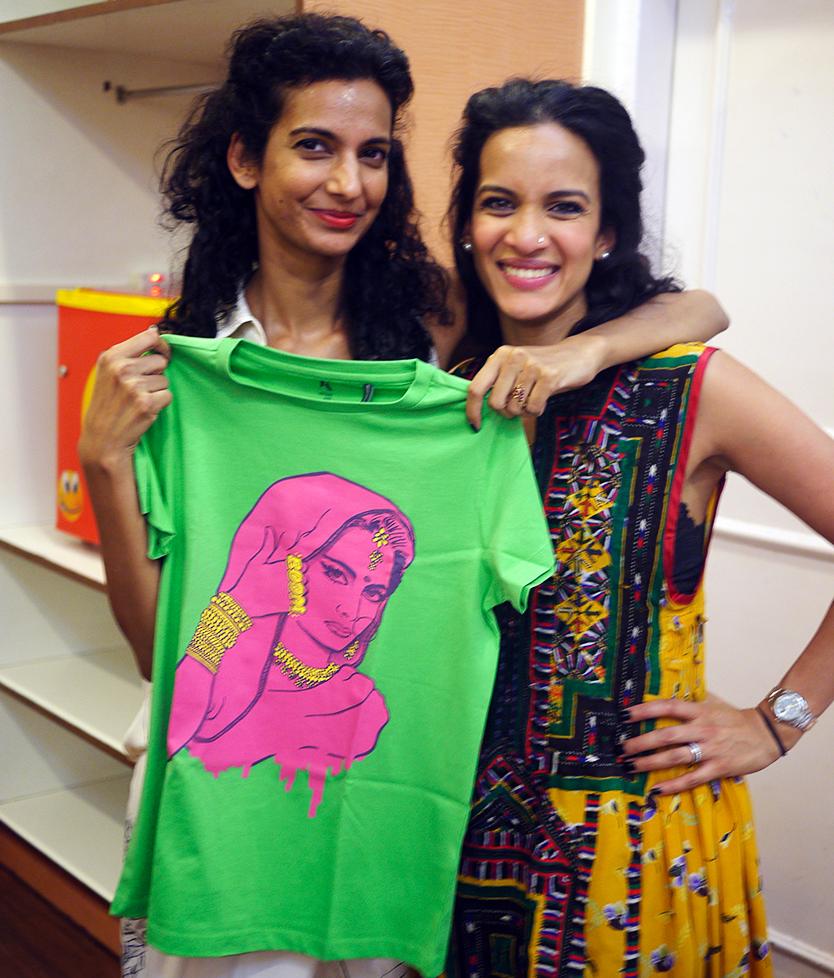 Anouska Shankar showing a Don't Mess With Me t-shirt