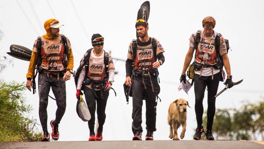 A stray dog adopts a team of Swedish trekkers on an endurance race in the Amazon