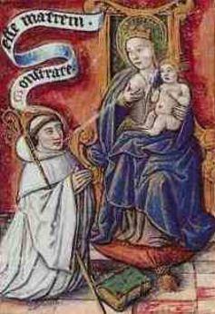 Bernard of Clairvaux drinks the milk of the Virgin Mary.