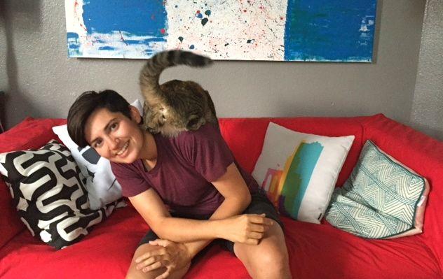 Clare Cannon and her cat, Nola.