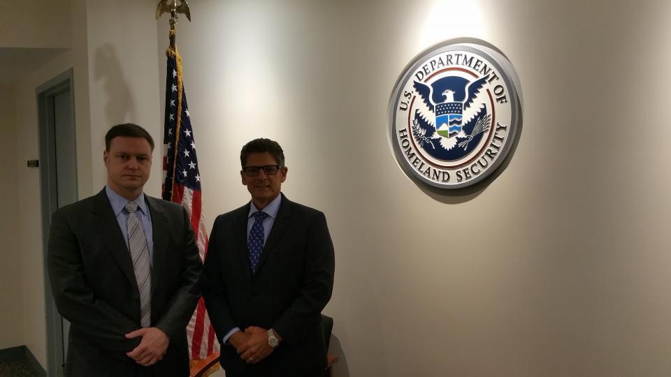 Matthew Etre, left, former director of Homeland Security Investigations for ICE in New England stands with Chris Cronin, director of ICE's Enforcement and Removal Operations for New England.
