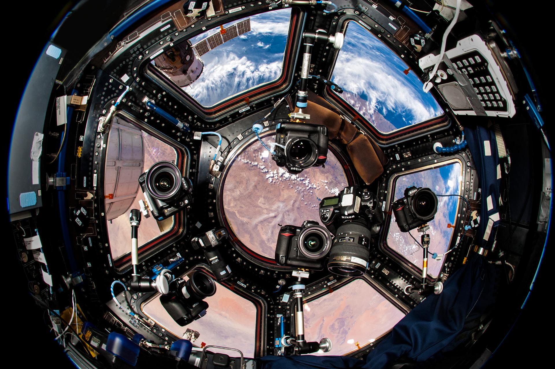 Cameras in the ISS.