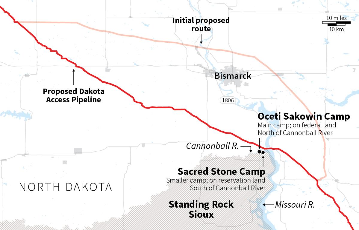 Dakota Access Pipeline protest camps map