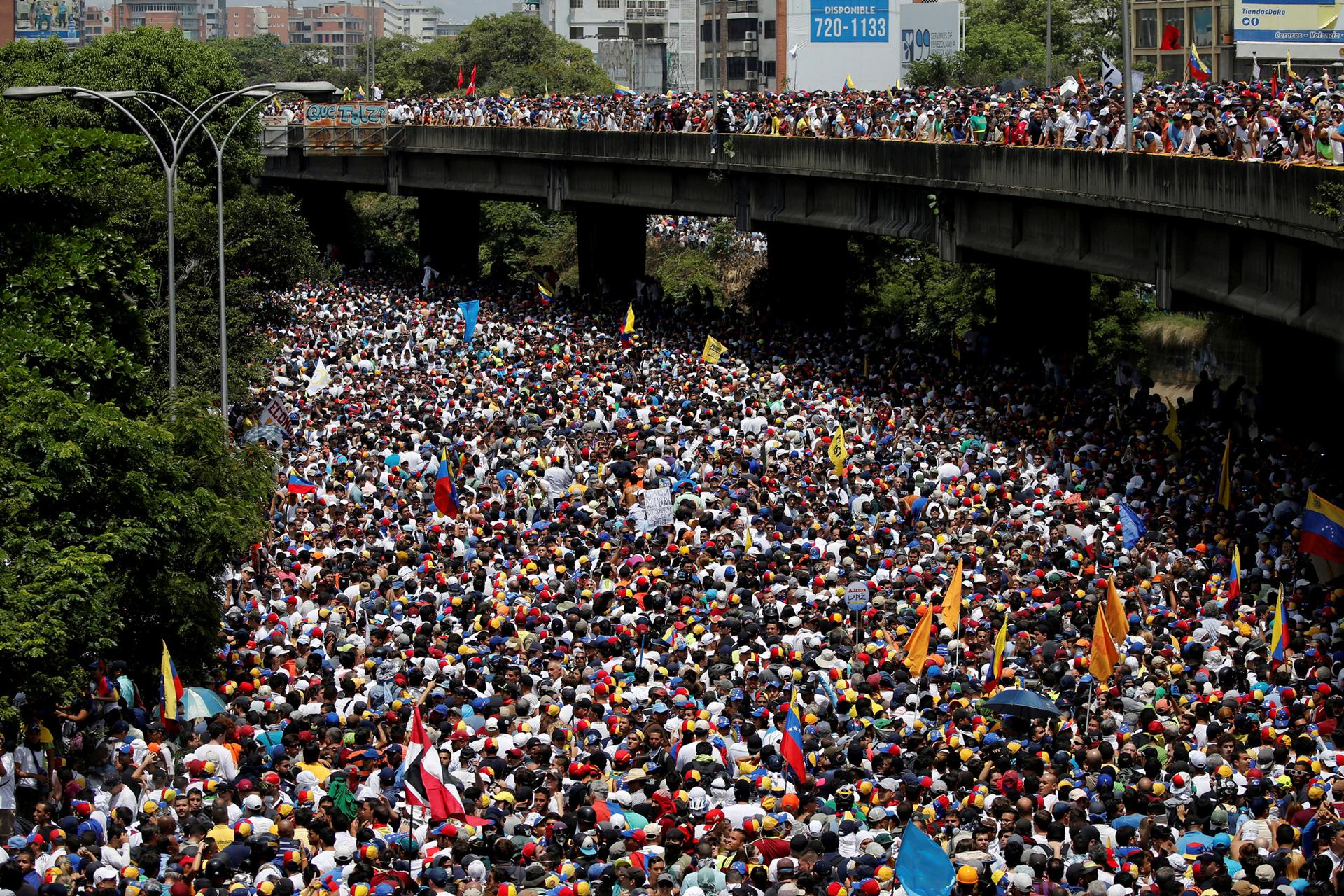 Demonstrators march during the so-called 
