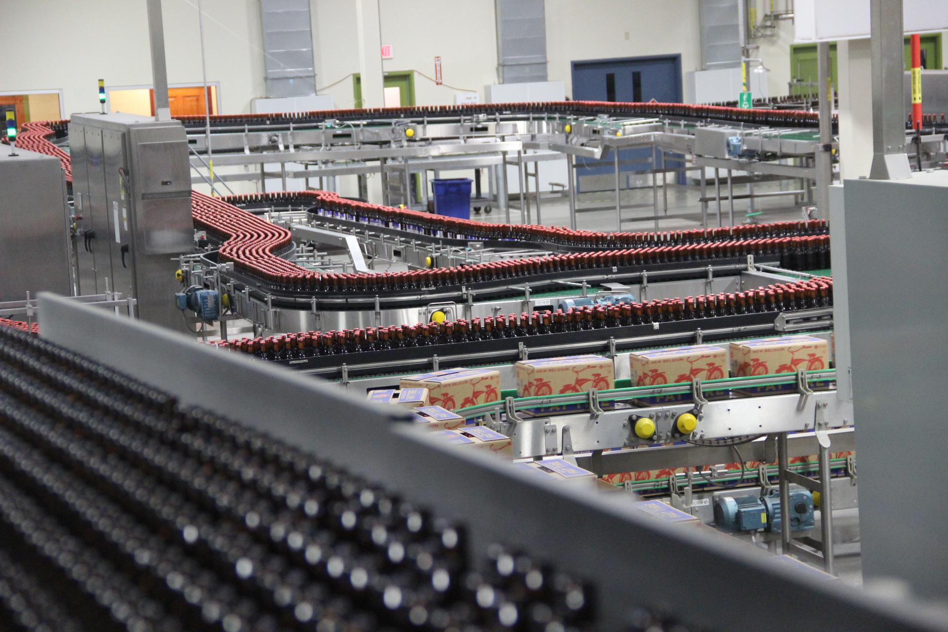 New Belgium Brewing Company’s bottling facility in Fort Collins, Colorado. The company is 100 percent employee owned. Employees are given a free bike on their 1-year work-hire anniversary.